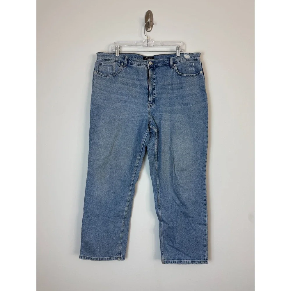 Banana Republic High-Rise Straight-Leg Blue Denim Women's 16‎ Jeans Casual